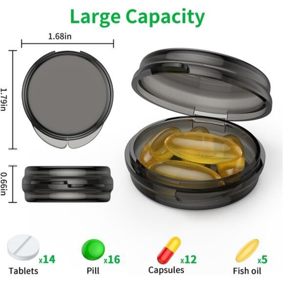 Portable Travel Pill Box Set of 4 Small Daily Medicine Organizer for Purse Pocke - Picture 2 of 7